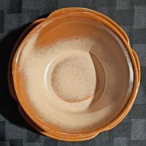 Vintage Frankoma Pottery Plainsman Brown Tan 5G Bowl & Plate